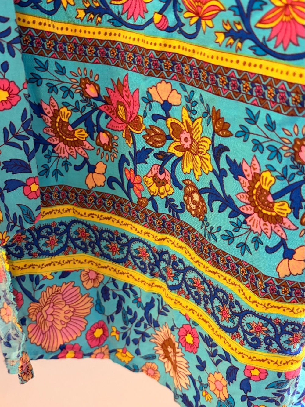 Floral Wrap Maxi Dress in Turquoise - Women's Summer Maxi - Picture 7 of 12